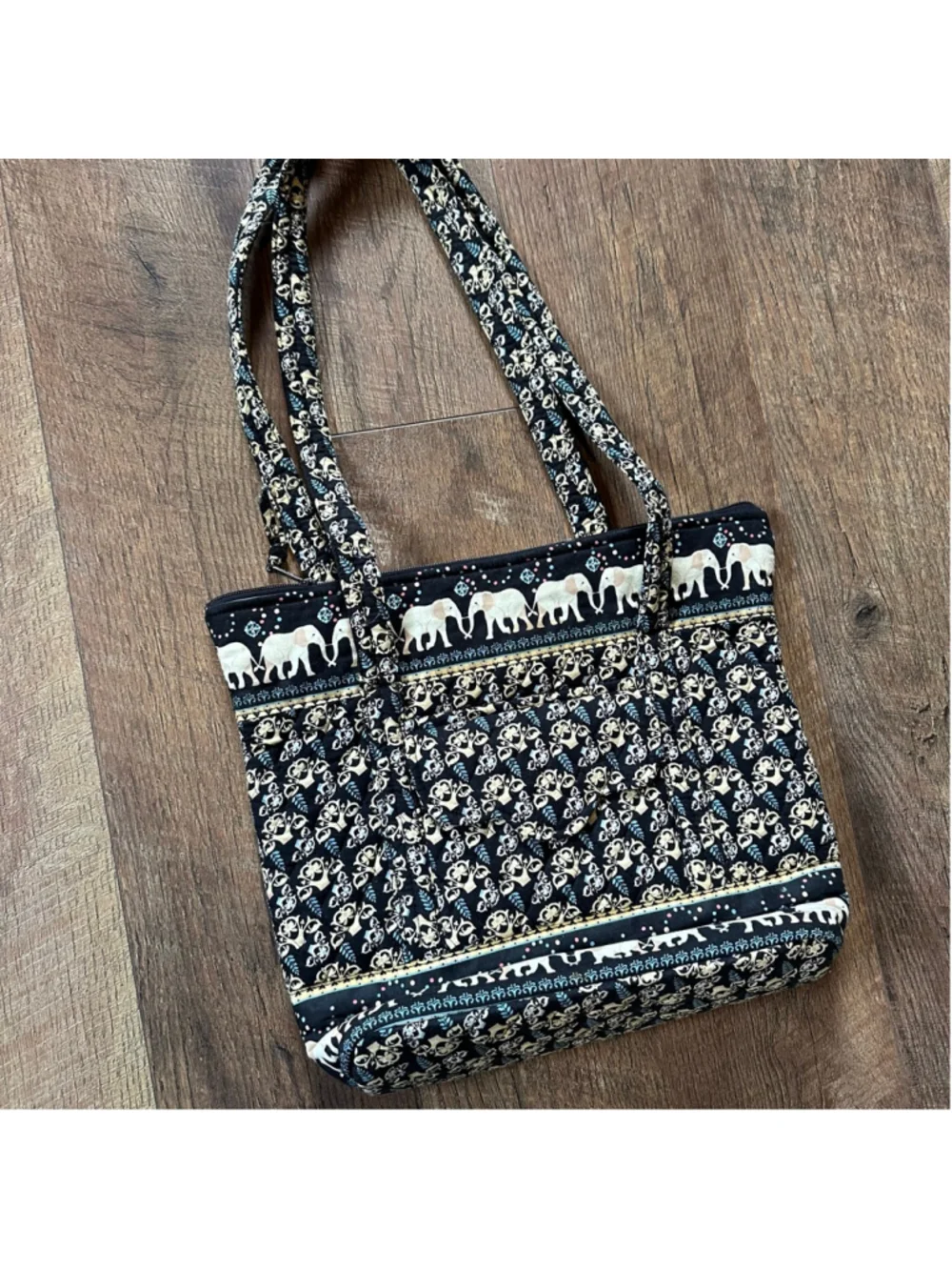 Women's Vera Bradley Black Elephant Quilted Tote Bag